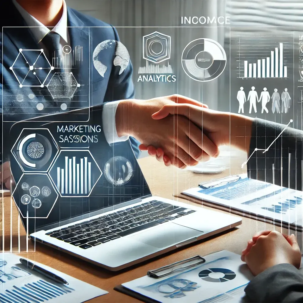 DALL E 2025 03 17 14 17 10 A professional and inviting business meeting scene featuring two people shaking hands across a table symbolizing a successful strategy session A lap