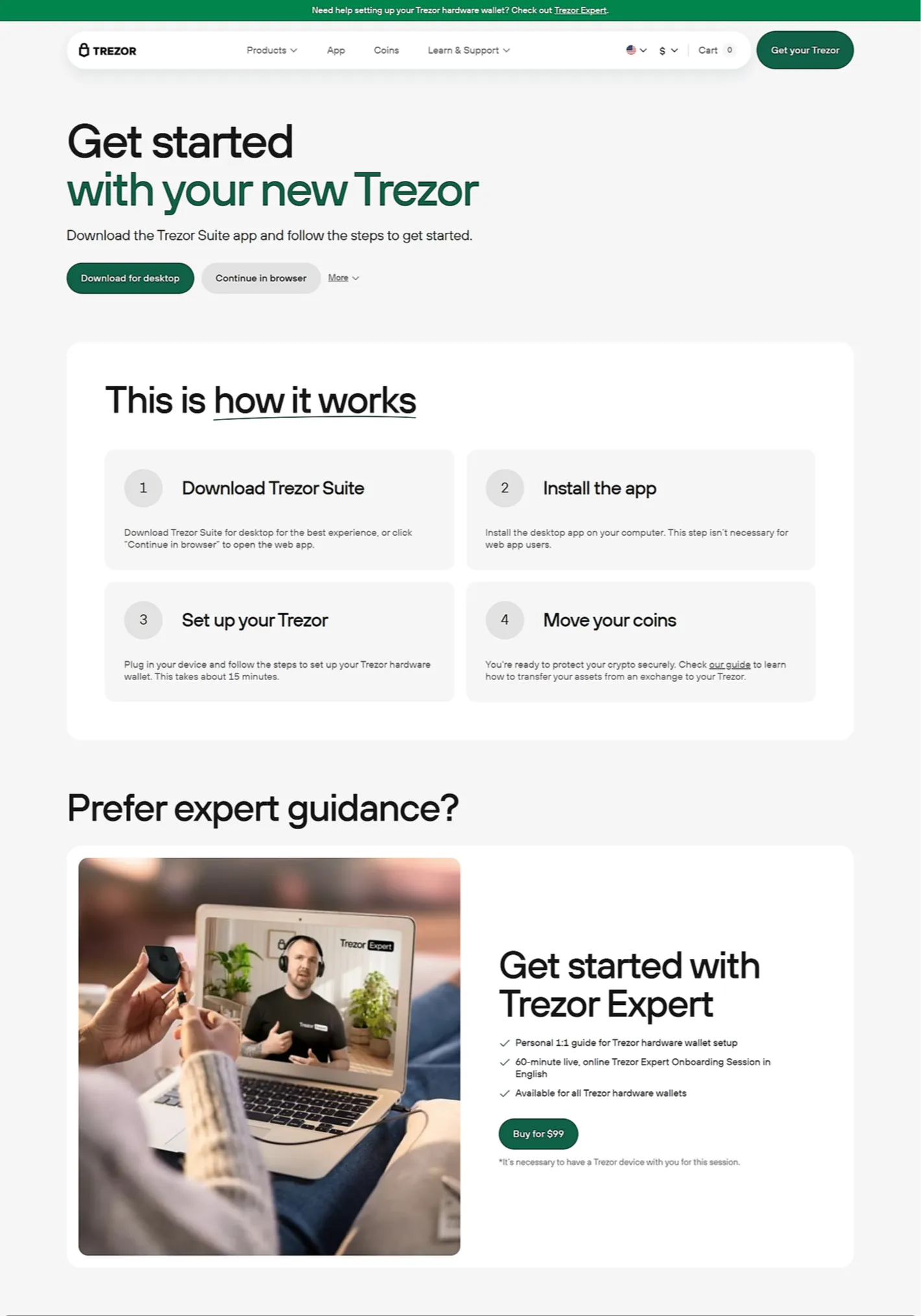 Trezor io start