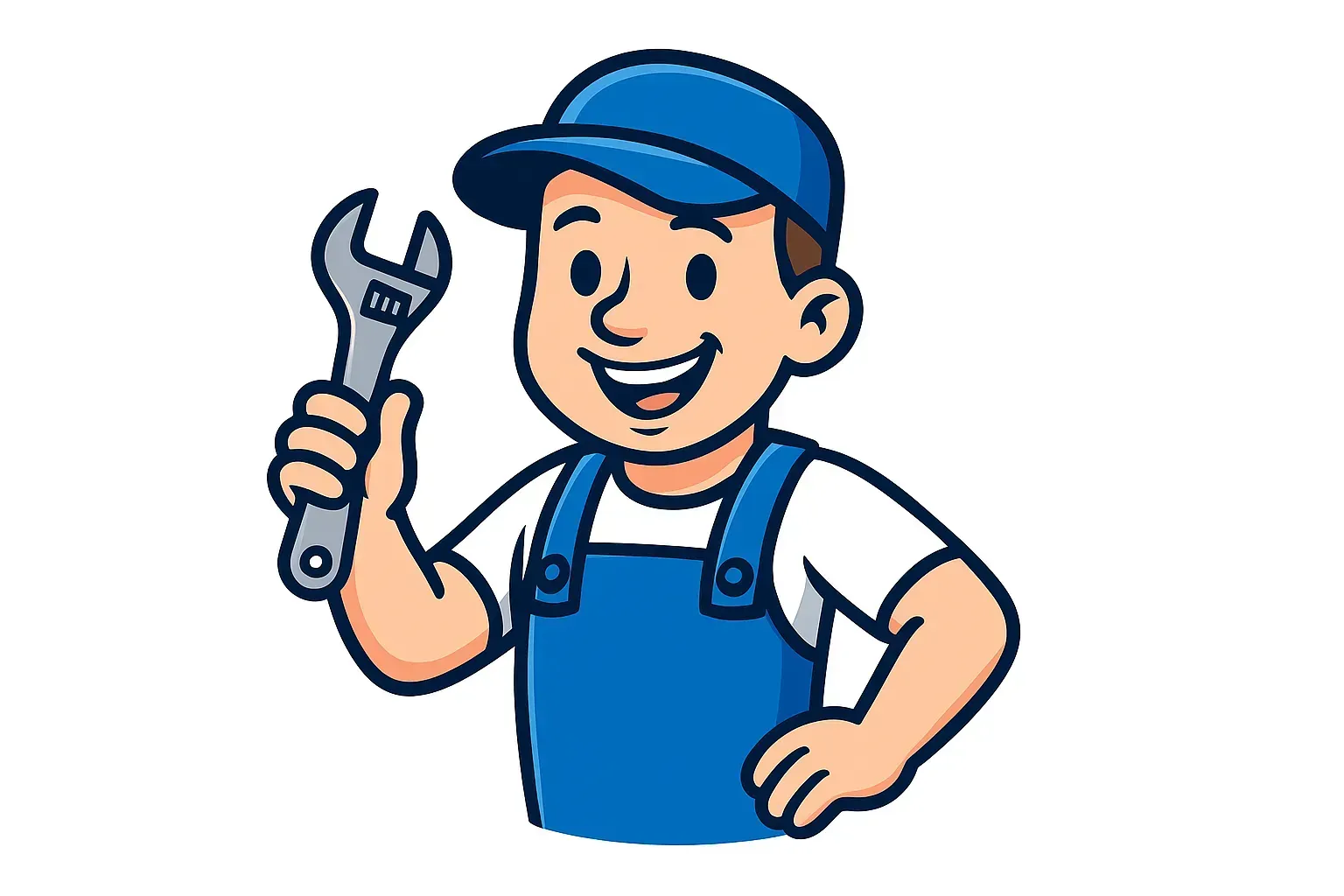 a friendly cartoon plumber mascot logo a smiling plumber