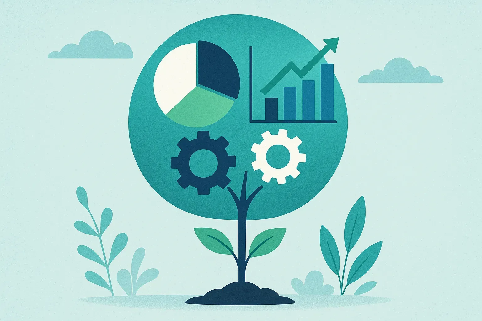 an illustrated concept image of business success a small