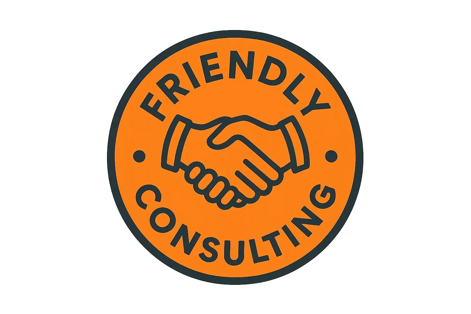 friendly consulting logo round badge design with handshake