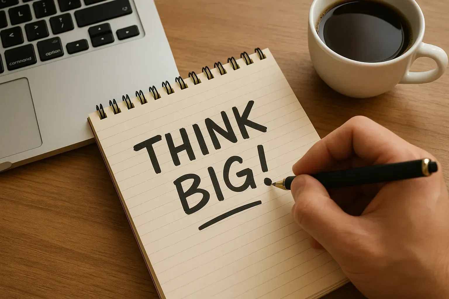 hand writing a short catchy slogan on a note