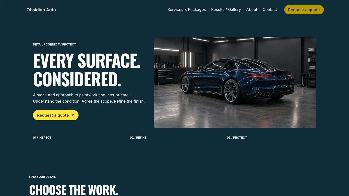 Obsidian Auto website template preview