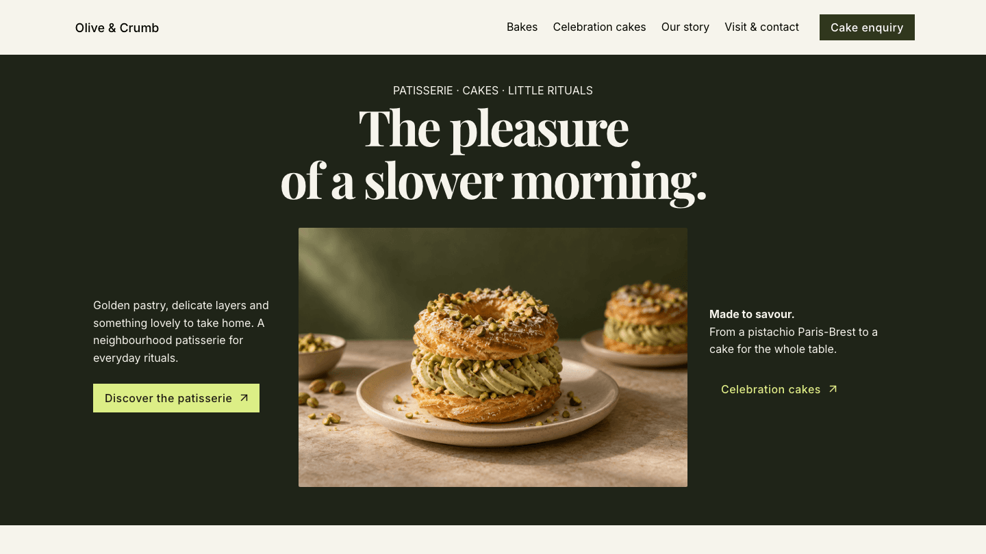 Olive & Crumb website template preview