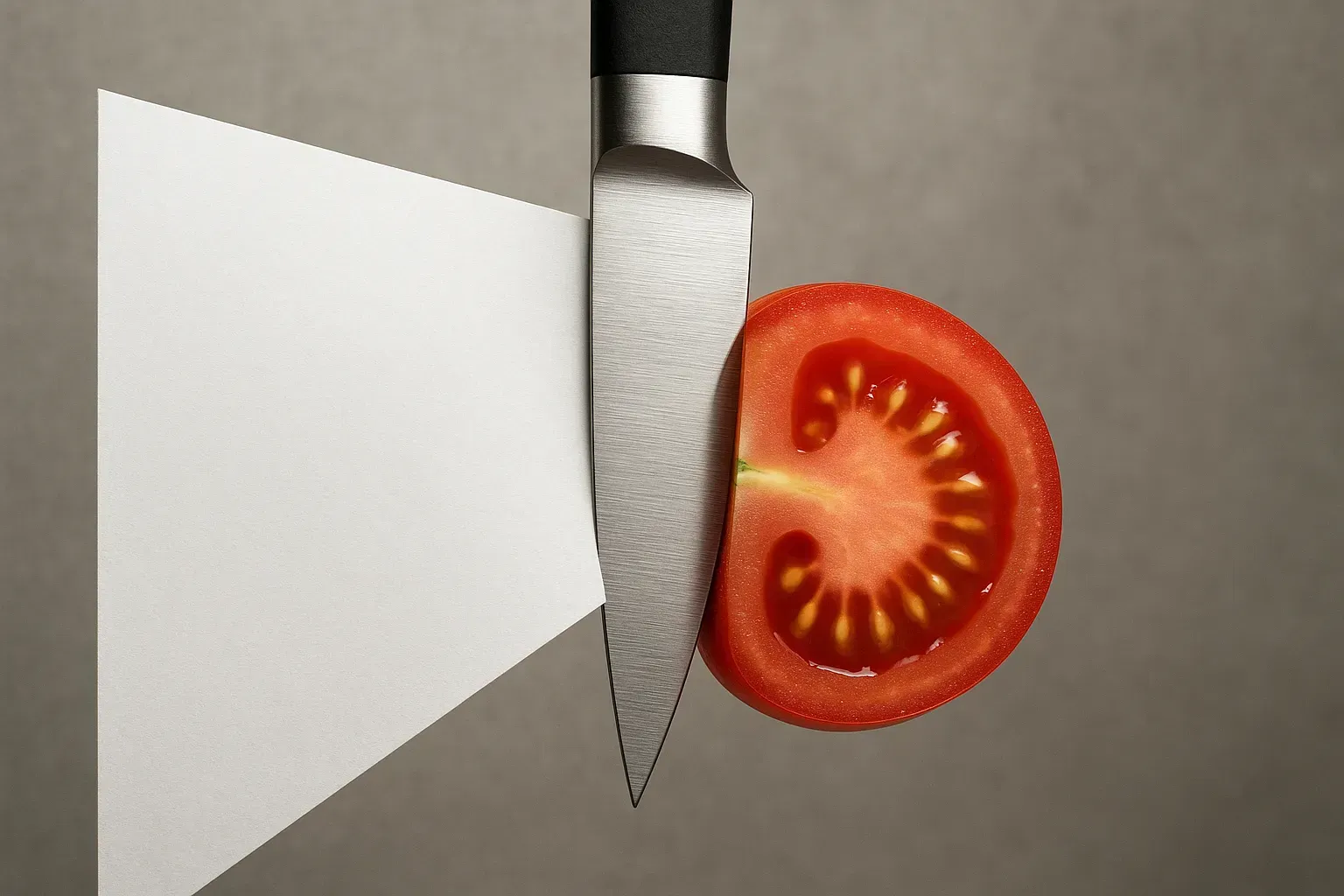 pineapple knife cleanly slicing paper or tomato as a sharpness test 6 Y53 MK Ydl0w 0 Sc8y G2