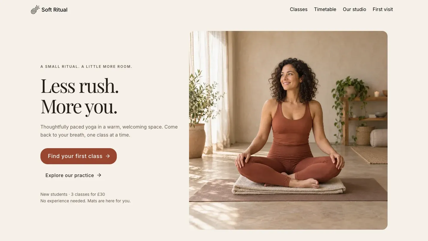 Soft Ritual website template preview