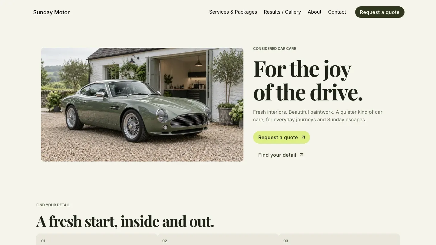 Sunday Motor website template preview