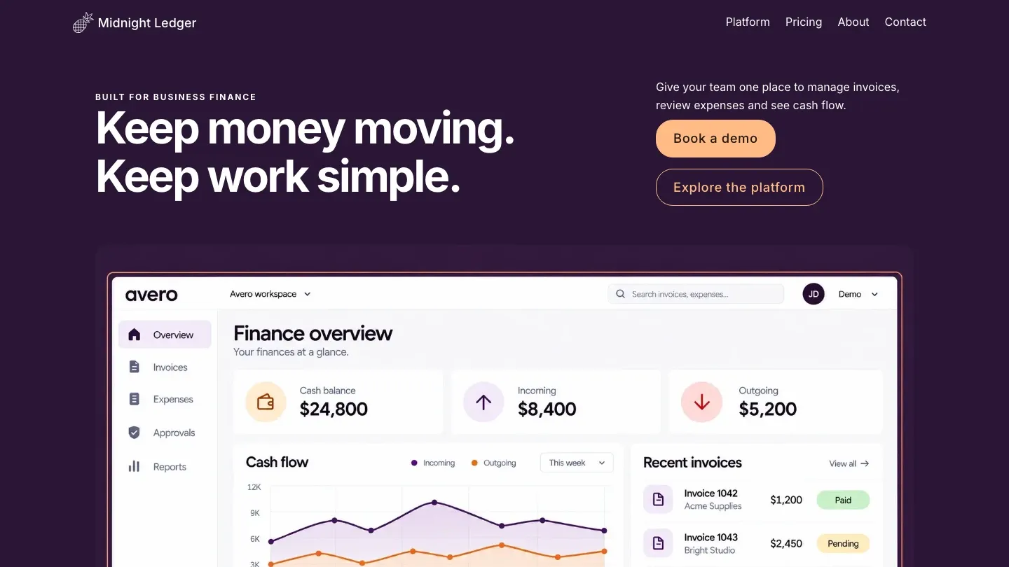 Midnight Ledger website template